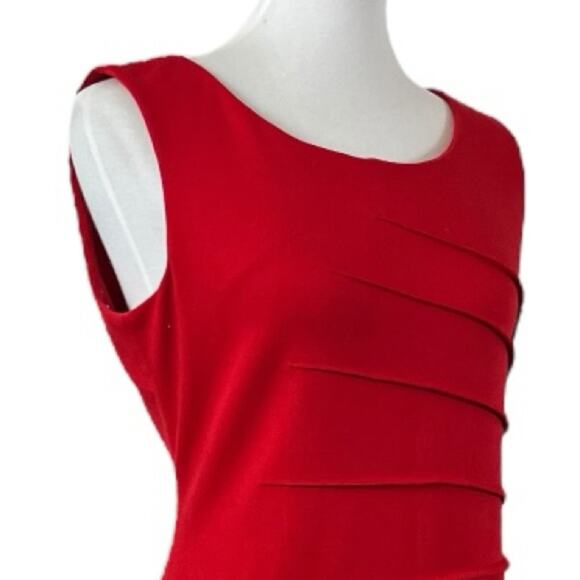 Calvin Klein Sheath Dress Sunburst Ruched Sleeveless Red Crimson Women’s Size 8 - Picture 8 of 15
